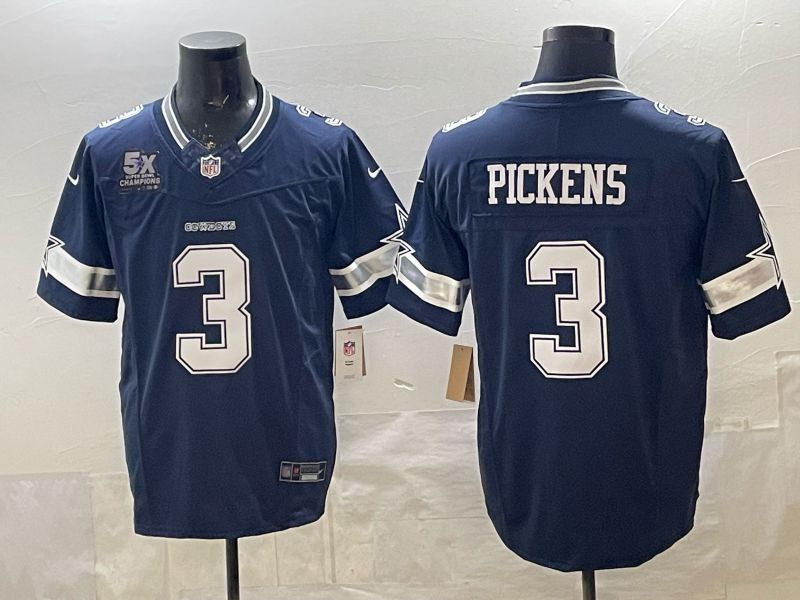 Men 2026 Dallas Cowboys #3 Pickens blue Limited Nike NFL Jersey style 03